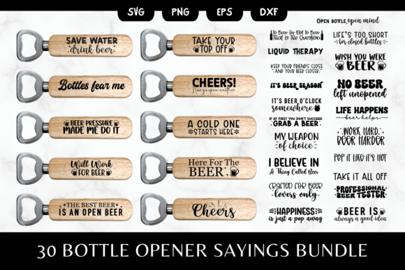 30 Funny Beer Bottle Opener SVG Bundle for Graphics and Crafts