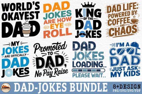 Dad Jokes-Dad Funny Trendy Design Bundle for Graphics and Crafts