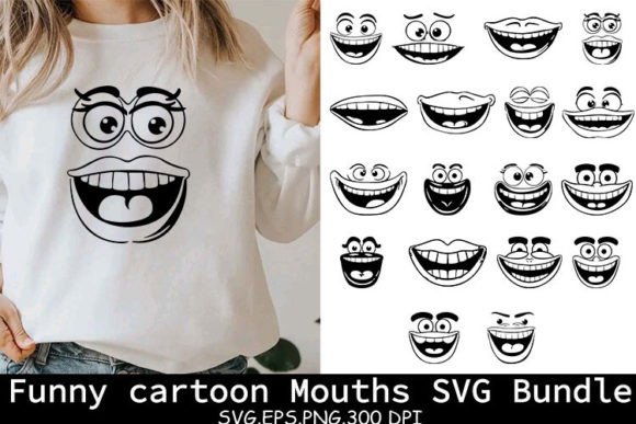 Funny Cartoon Mouths SVG Bundle: Graphics and Crafts for Editorial Use