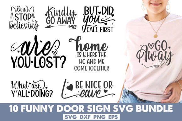 Funny Door Sign SVG Bundle: Graphics for Crafts