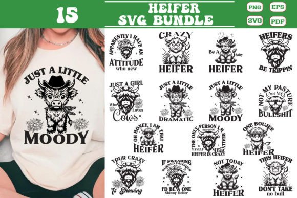 Heifer SVG Bundle, Funny Highland Cow Graphics