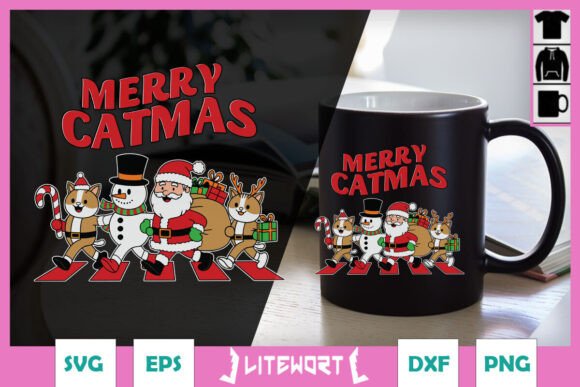 Merry Catmas Funny Cat Christmas SVG Graphics and Crafts