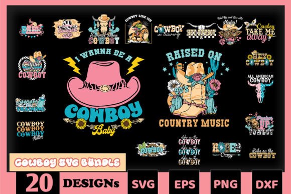 Retro Cowboy SVG Bundle for Graphics and Crafts